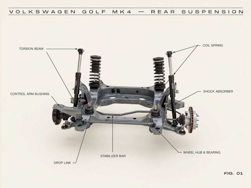 schemat zawieszenia tylnego Golf 4